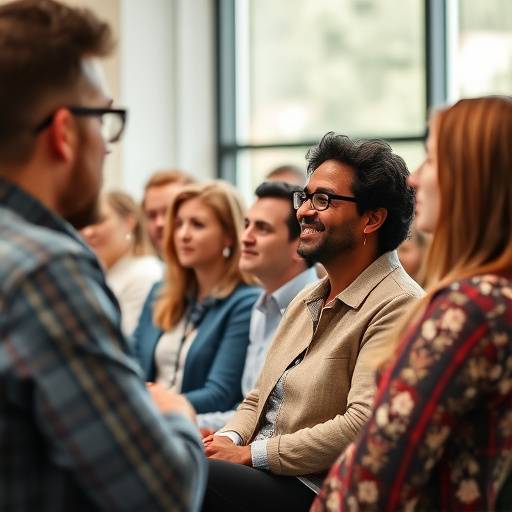 Un grupo de personas participando activamente en un curso de oratoria para principiantes.